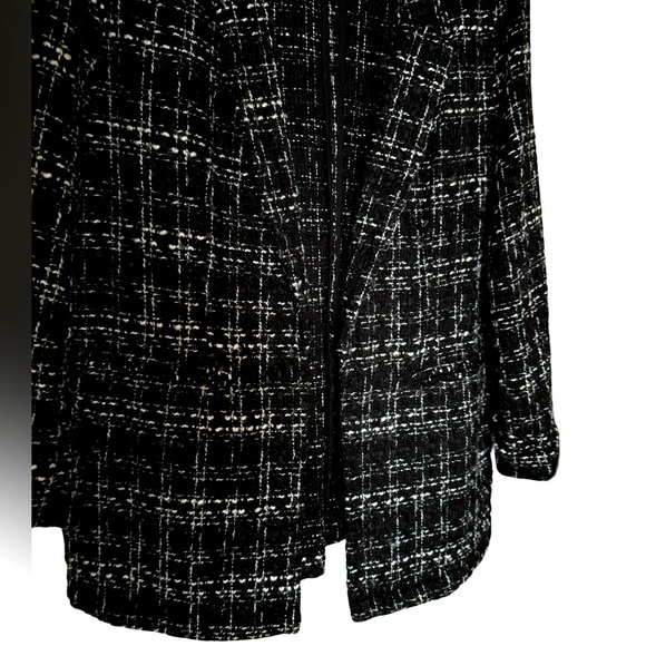 Nanette Lepore Plaid Open Front Blazer Soft Tweed Jacket Metallic Accent Large - Picture 4 of 12